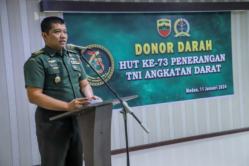 Pendam I/BB Gelar Bakti Sosial Donor Darah HUT Ke-73 Penerangan TNI AD Tahun 2024