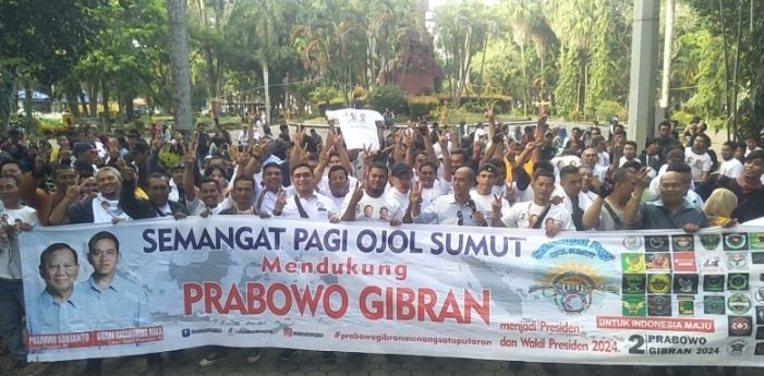 54 Elemen Garda Ojol Sumut Deklarasi Menangkan Prabowo-Gibran Satu Putaran