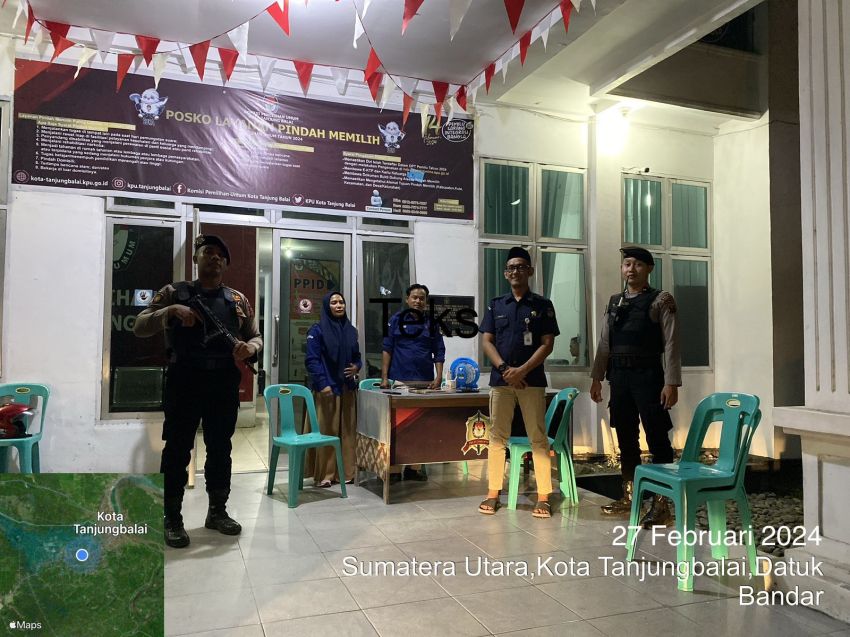 Pastikan Gudang Logistik KPU Aman Satsamapta Polres Tanjung Balai Rutin Laksanakan Monitoring