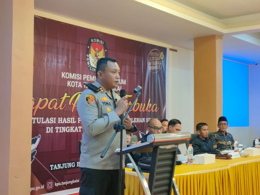 Polres Tanjung Balai Hadiri Pembukaan Rapat Pleno Terbuka Rekapitulasi Hasil Penghitungan Perolehan Suara