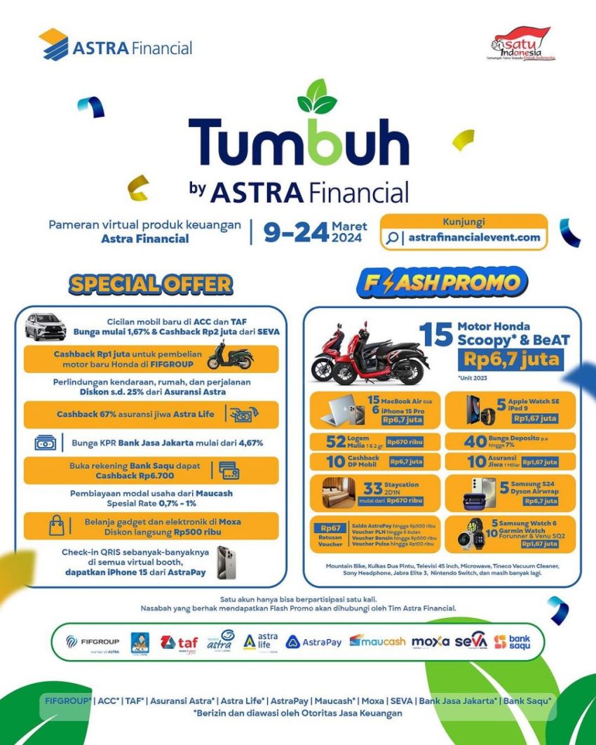 Jangan Lewatkan! Flash Promo Sepeda Motor Seharga Rp6,7 Juta di Tumbuh by Astra Financial