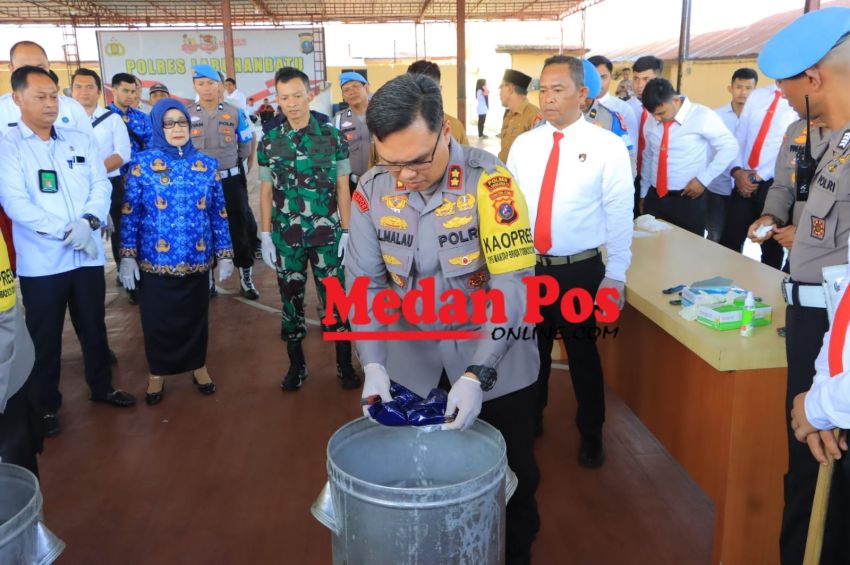 Polres Labuhanbatu Musnahkan Sabu 15 Kg Dihadapan Forkopimda
