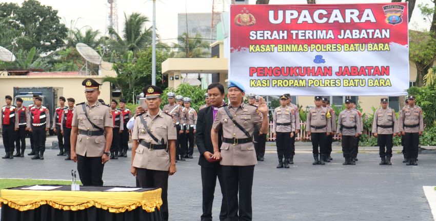 Kapolres Batu Bara Pimpin Sertijab Kasat Binmas & Pengukuhan Kasi Propam Polres Batubara