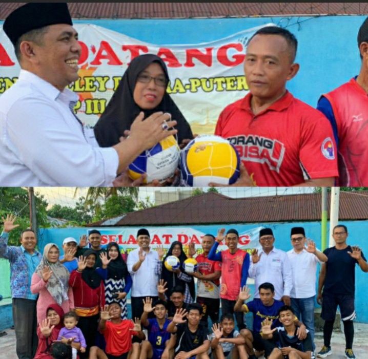 Dukung Olahraga, Calon Wakil Wali Kota Medan Abdul Rani Beri Bantuan Bola Voli di Medan Deli