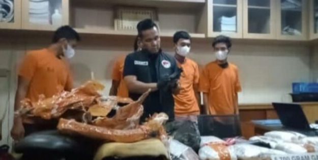 Polrestabes dan Kodim 0201 Medan Ungkap Pengiriman Ganja Via Ekspedisi, 4 Pria Dibui