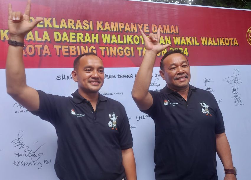 Paslon Wali Kota Tebing Tinggi IDAMAN Hadiri Deklarasi Kampanye Damai