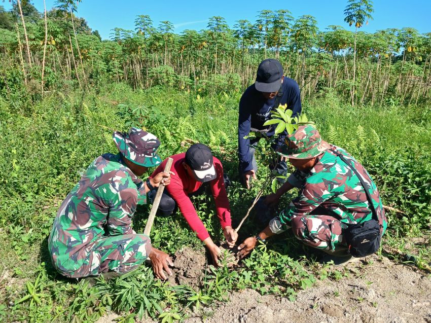 Wujud Nyata Pelestarian Lingkungan, Satgas TMMD ke-122 Tanam Pohon