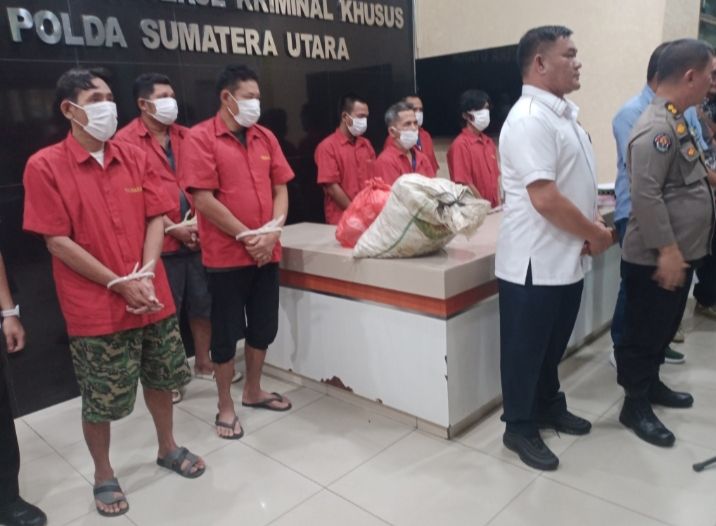 Polda Sumut Tangkap 8 Pencuri dan Penadah Brondolan Sawit PTPN 4