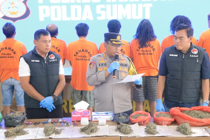 Polres Tanah Karo Tangkap 7 Pelaku Jaringan Narkotika, Barbut  5 Kg Ganja Siap Edar