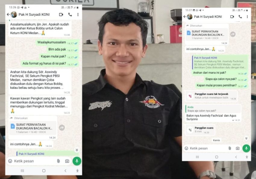 Terbongkar Melalui Chat WA, Sekum KONI Medan 'Gerilya' ke Cabor untuk Dukung Aswindy Menuju Ketua KONI Medan