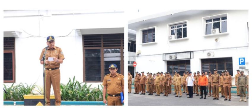 Sekda Pimpin Apel Gabungan Di Lingkungan Pemko Binjai