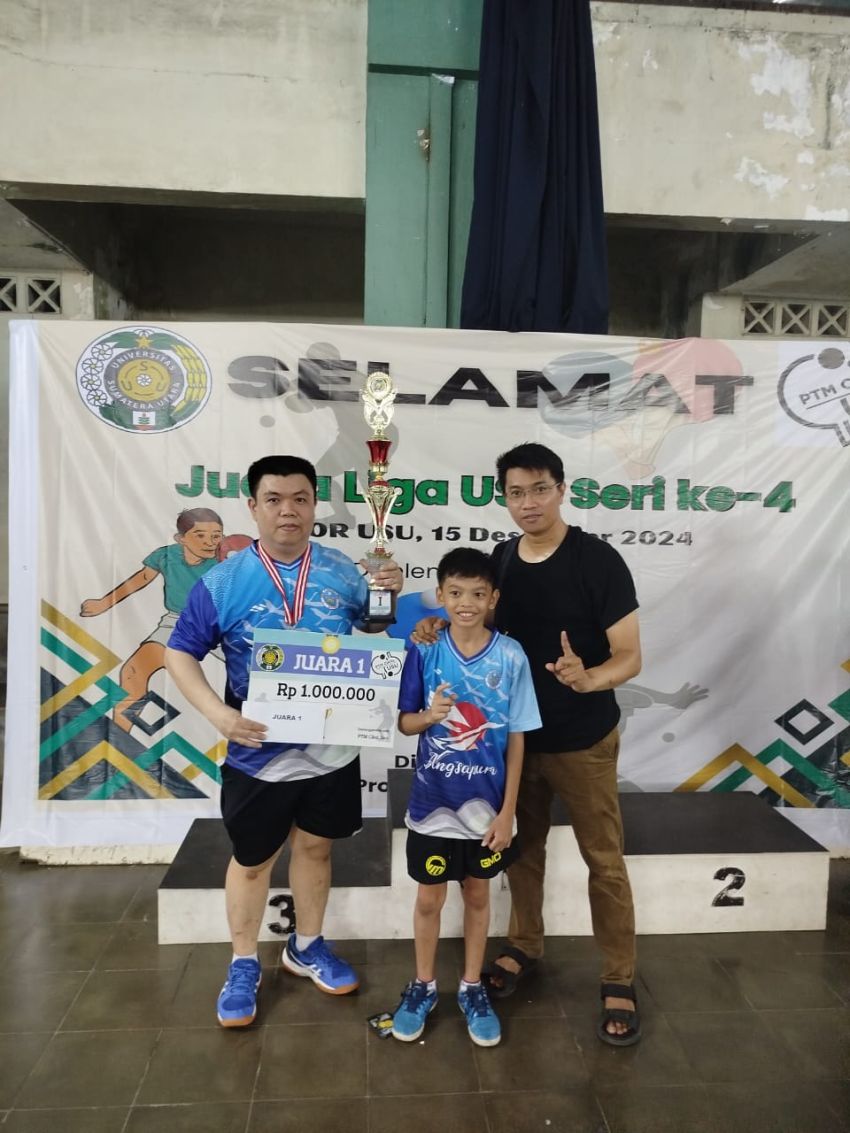 Jimmy dari PTM Angsapura Juara Tenis Meja Liga USU Seri ke 4