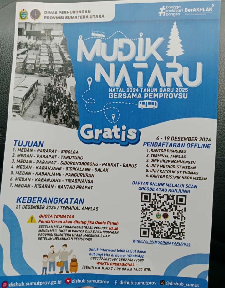 Pemprov Sumut Sediakan 1.200 Kursi Mudik Nataru