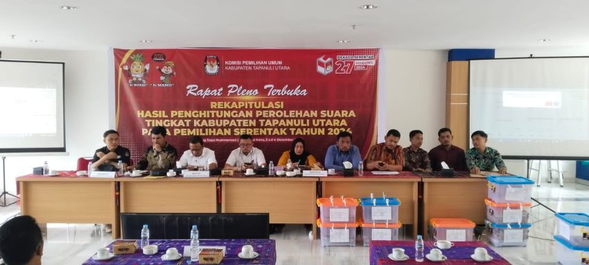 KPU Taput Tuntaskan Rekapitulasi Perhitungan Suara Pilkada Serentak 2024 Tingkat Kabupaten