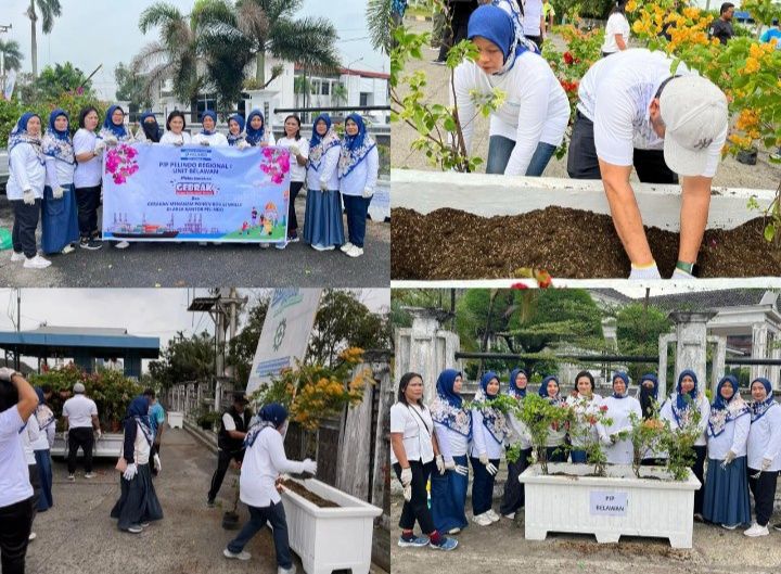 PIP Gelar Gebrak dan Penanaman Bunga Bougenville di Kantor PT Pelindo Regional 1 Belawan