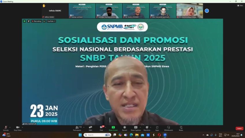 Unimed Sosialisasikan Proses SNPMB Jalur SNBP & SNBT 2025 ke SMA/SMK/MA di Sumut