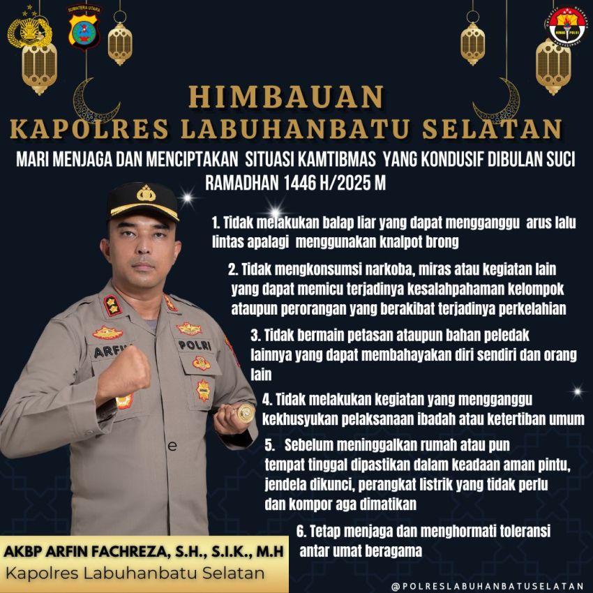 Ciptakan Keamanan dan Kenyamanan Ramadan,  Ini Imbauan Kapolres Labusel