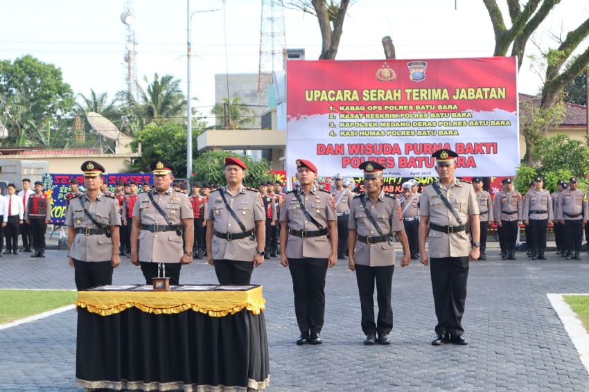 4 PJU Disertijabkan, Kapolres Batu Bara Sampaikan Perintah Pada Pejabat Baru Serta Pejabat Polres Lainnya