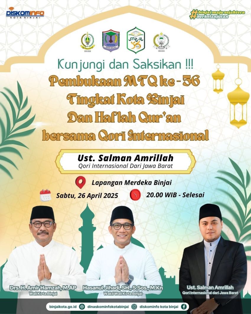 Ayo Hadiri! Pembukaan MTQ Ke-56 Tingkat Kota Dan Haflah Qur’an Bersama Qori Internasional