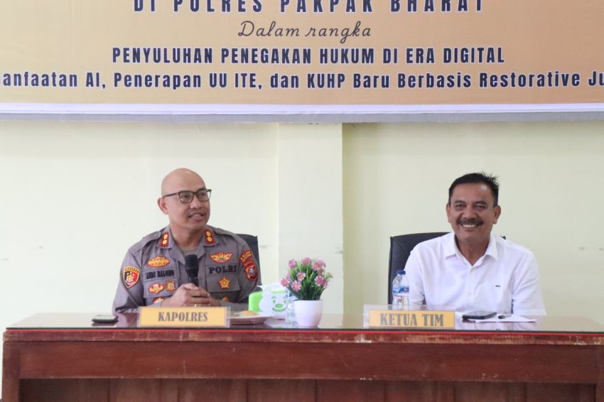 Tim Bidang Hukum Polda Sumut Sosialisasikan Penegakan Hukum Di Era Digital Di Mapolres Pakpak Bharat.
