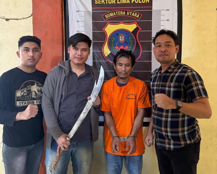 Pelaku Pengancam Kades Dengan Parang Panjang Diringkus Polsek Lima Puluh di Simpang Dolok