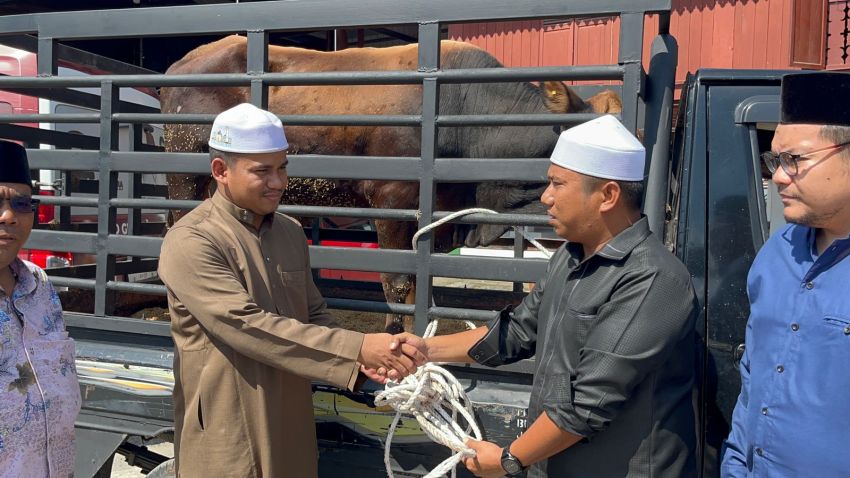 Jelang Idul Adha 1446 H, Sekretaris Gerindra Serahkan Hewan Kurban Untuk Warga Persulukan Besilam