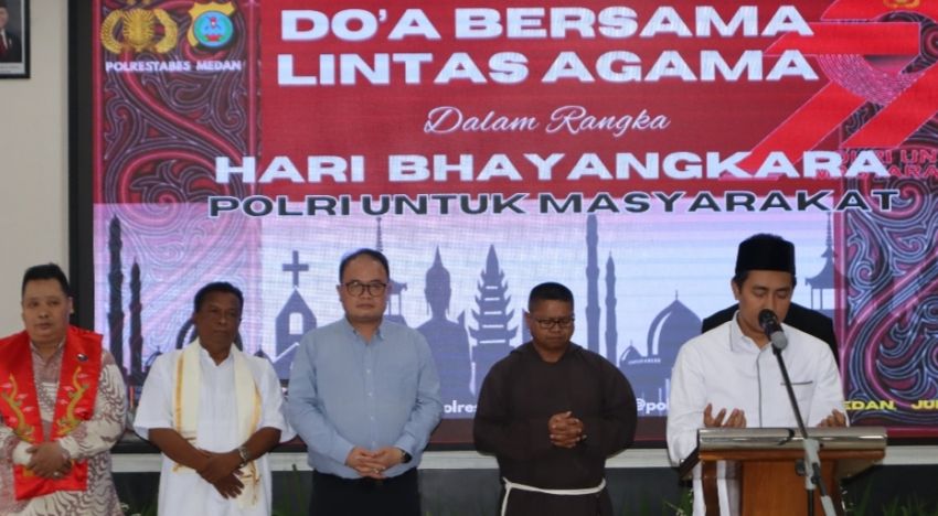 HUT Bhayangkara ke-79, Polrestabes Medan Do’a Bersama Lintas Agama
