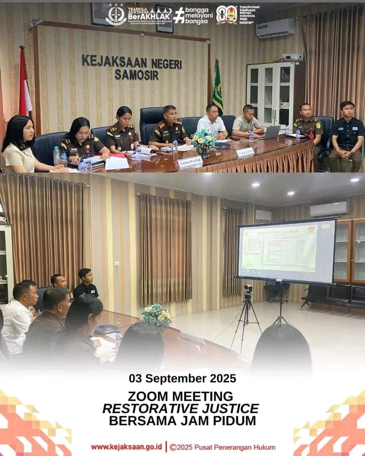 Kejari Samosir Ikuti Zoom Meeting Restorative Justice Bersama Jaksa Agung Muda Pidana Umum