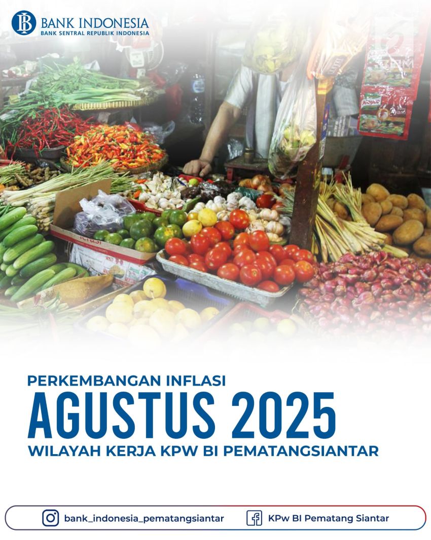 Periode Agustus 2025, Tekanan Inflasi di Kota Pematangsiantar Masih Tinggi Dengan Capaian Sebesar 1,21% (mtm)