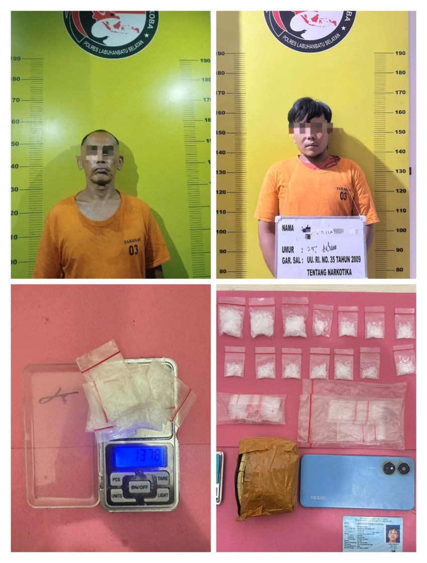 Polres Labusel Tangkap Pengedar  Narkotika  Sungai Kanan dan Kampung Rakyat, Segini Barbutnya