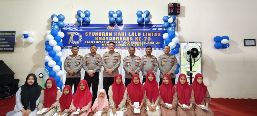 Hari Lalu Lintas Ke-70, Sat Lantas Polres Binjai Syukuran Bersama Anak Yatim