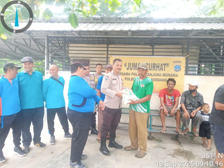 Polsek Tanjung Morawa Gotong Royong,Jumat Curhat dan Jumat Berkah Kepada Masyarakat Korban Kebakaran