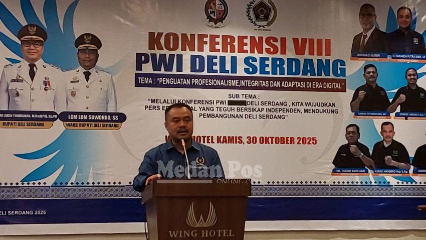 Konferensi PWI Deli Serdang, Farianda Putra Sinik Ingatkan Wartawan jaga Silaturahmi dan Profesional