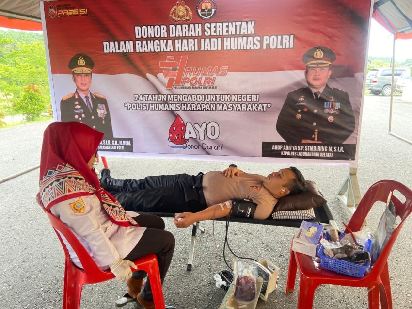 HUT ke-74 Humas Polri,  Polres Labusel Gelar Donor Darah Serentak