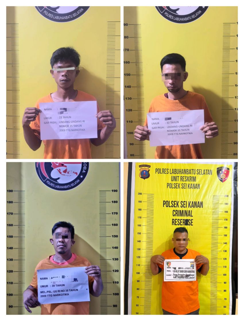Polres Labusel Ringkus Empat Tersangka Narkoba, BB : 56 Gram Sabu