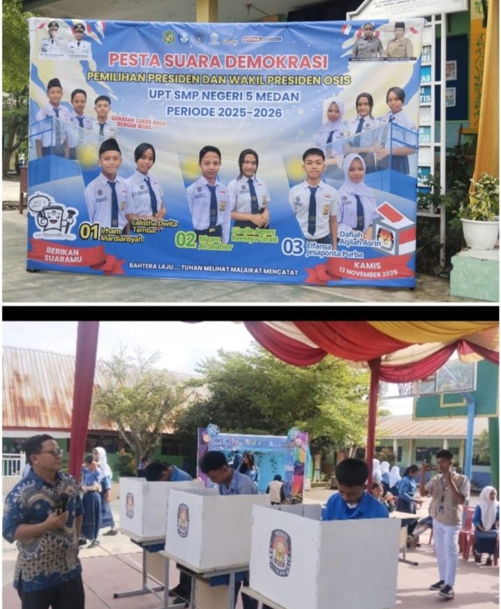 SMPN5 Medan Gelar Pesta Demokrasi Pemilihan Presiden dan Wakil Presiden Osis
