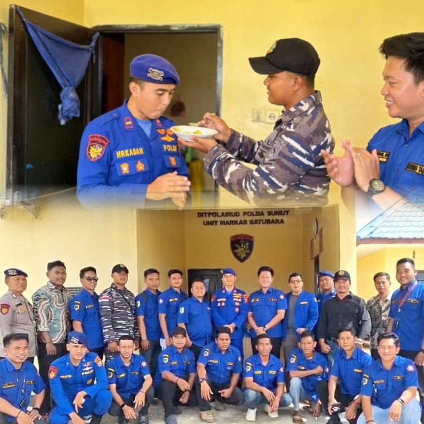 POS TNI AL Tanjung Tiram & Karang Taruna Beri Kejutan Tumpeng HUT Korps Polairud di Markas Batubara