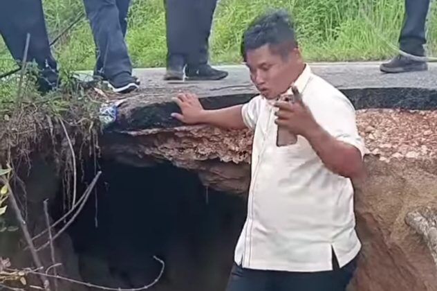 Anggota DPRD Selloh Cibro Tinjau Jalan Provinsi Penghubung Desa Kuta Jungak Amblas