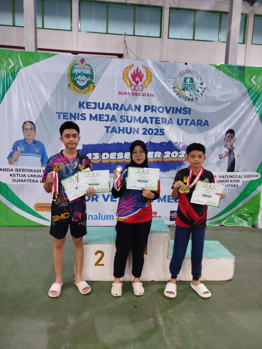 Kejuaraan Provinsi Tenis Meja Sumatera Utara Tahun 2025 Kota Binjai Raih 3 Medali Perunggu
