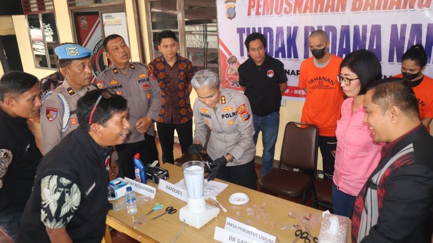 Kapolres Pematangsiantar Pimpin Pemusnahan Barang Bukti Sabu 42,25 Gram
