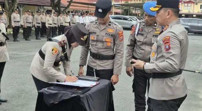 Kapolres Binjai Pimpin Serah Terima Jabatan Kapolsek