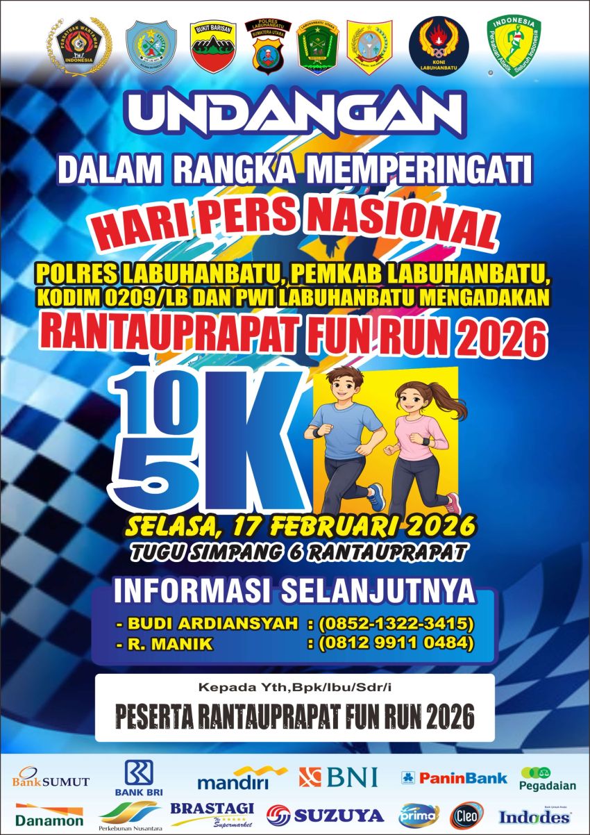 Sambut HPN, Polres Labuhanbatu Gandeng PWI Gelar Rantauprapat Fun Run 2026