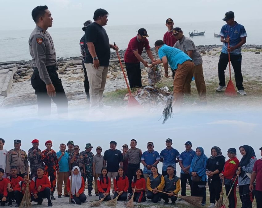 Ratusan Peserta Gelar Kurve Bersih Pantai di Pantai Cermin
