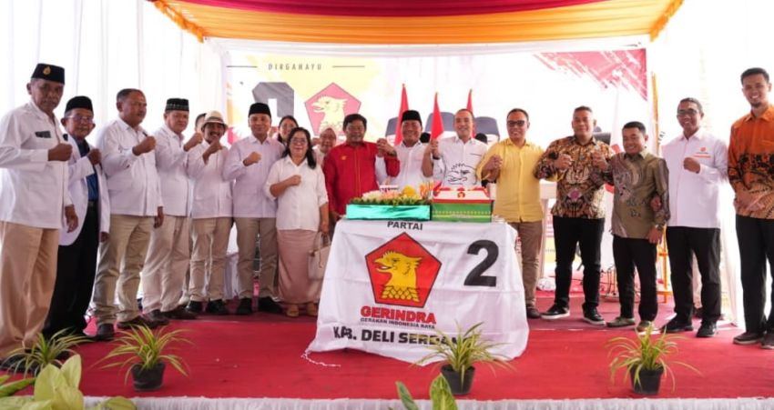 Teriakan Lom Lom Suwondo Bupati Deli Serdang Menggema Di HUT 18 Partai Gerindra