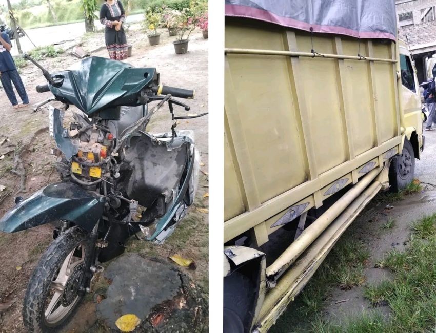 Sepeda Motor Tabrak Bak Samping Truk Colt Diesel di Lubuk Cuik Batu Bara, Pengendara Luka Berat