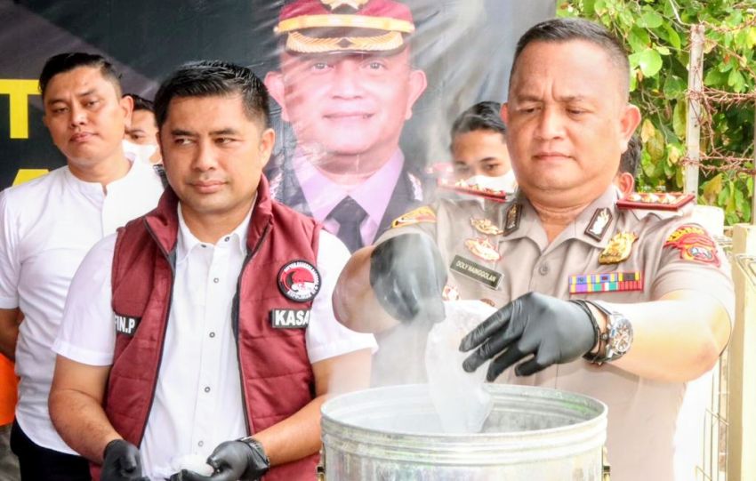 Polres Batu Bara Musnahkan Sabu Seberat 1.210 Gram Berasal Dari 4 LP &lrm;
