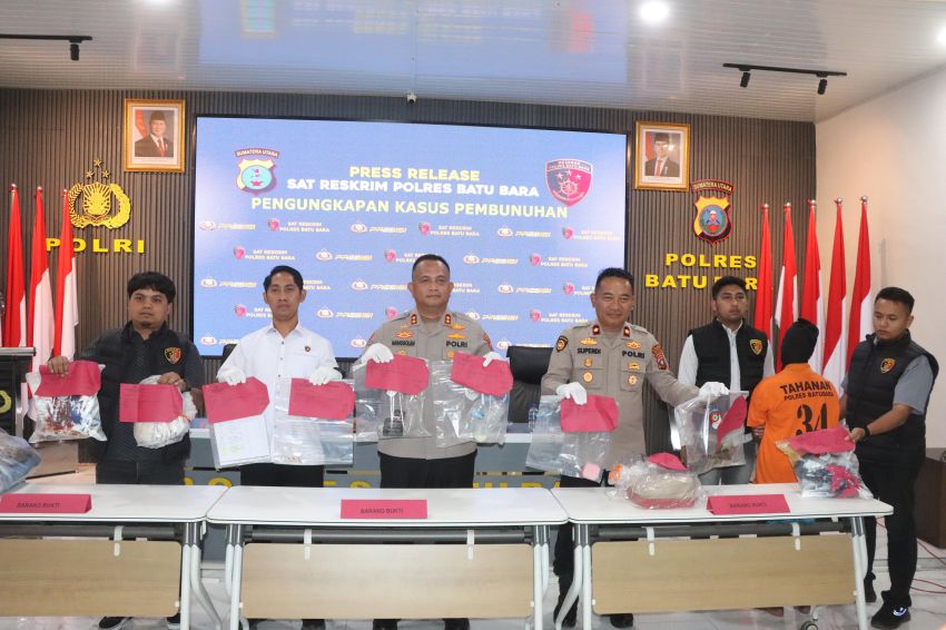 Polres Batu Bara Gelar Press Release Kasus Pembunuhan di Hotel Sorake, Satu Tersangka Diamankan