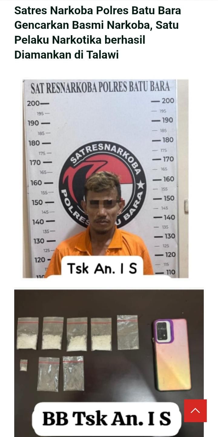 Satresnarkoba Polres Batu Bara Kembali Tangkap Pelaku Nakoba